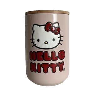 Sanrio Hello Kitty 2023 Pink Canister Jar with Bamboo Lid Silver Buffalo NWOT